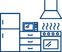 Fully equipped kitchens icon