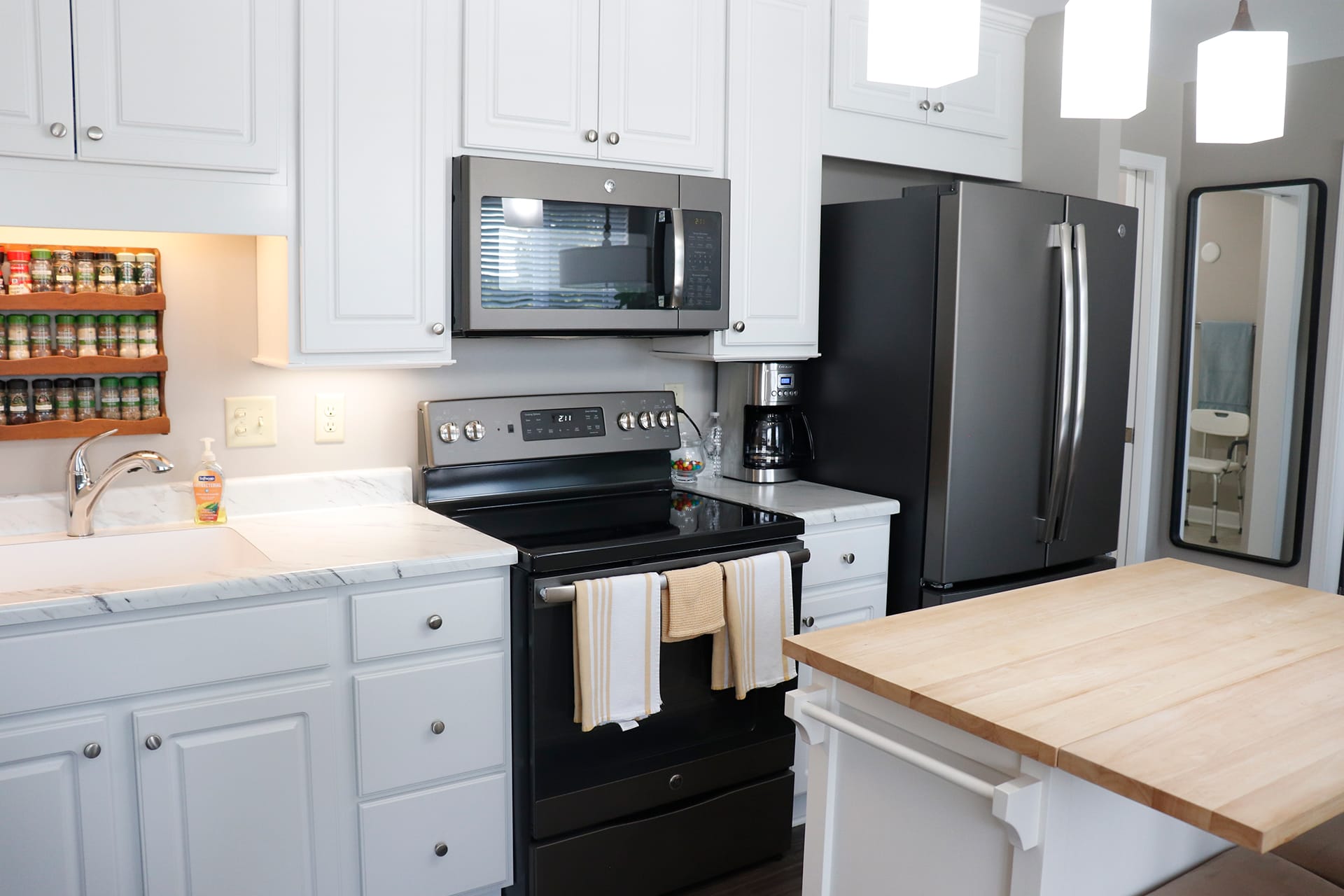 One of the kitchens in Oak Crest personal care apartments