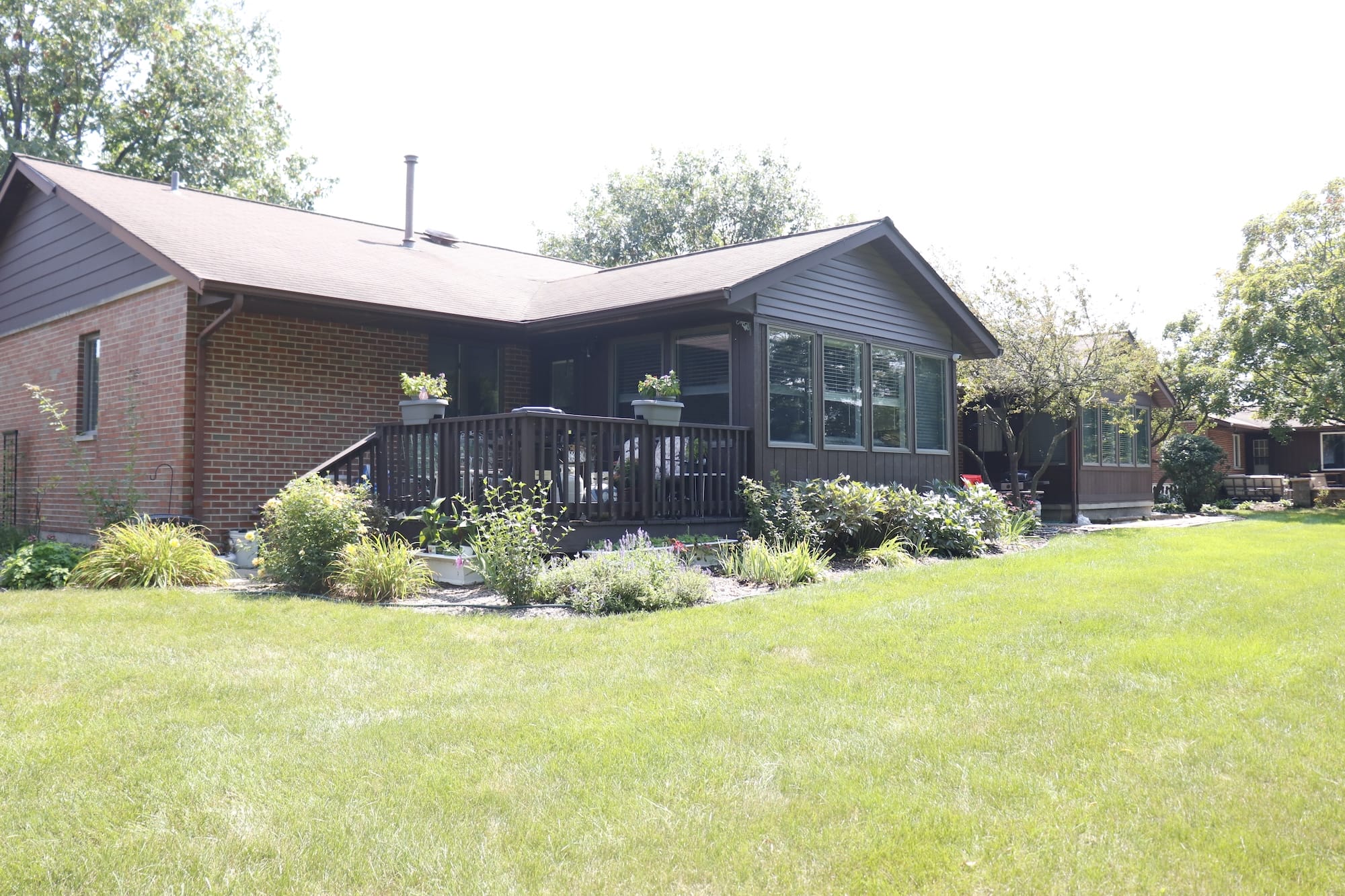 Backyard deck of independent duplex at Oak Crest