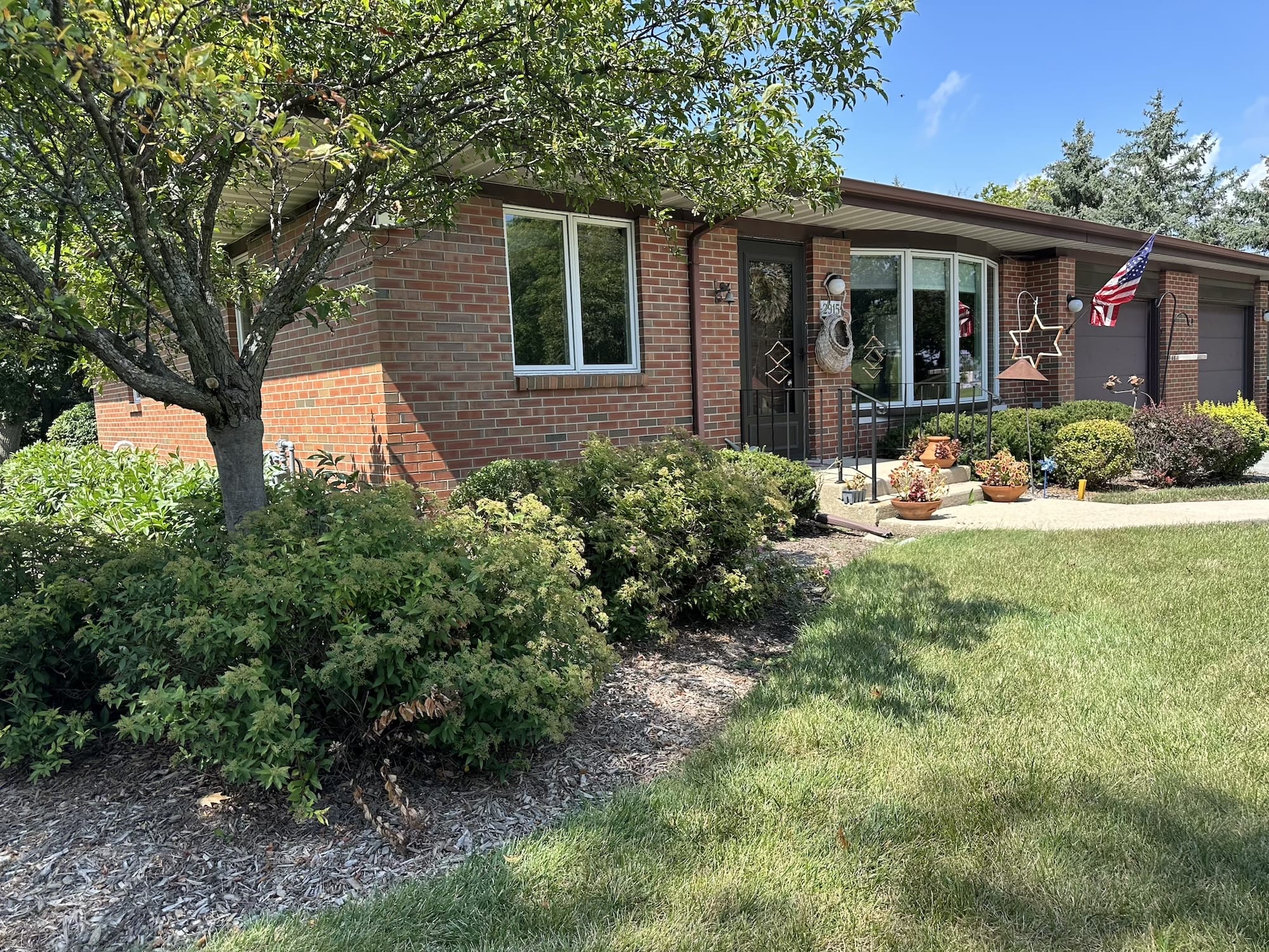 Close up street view of independent duplex