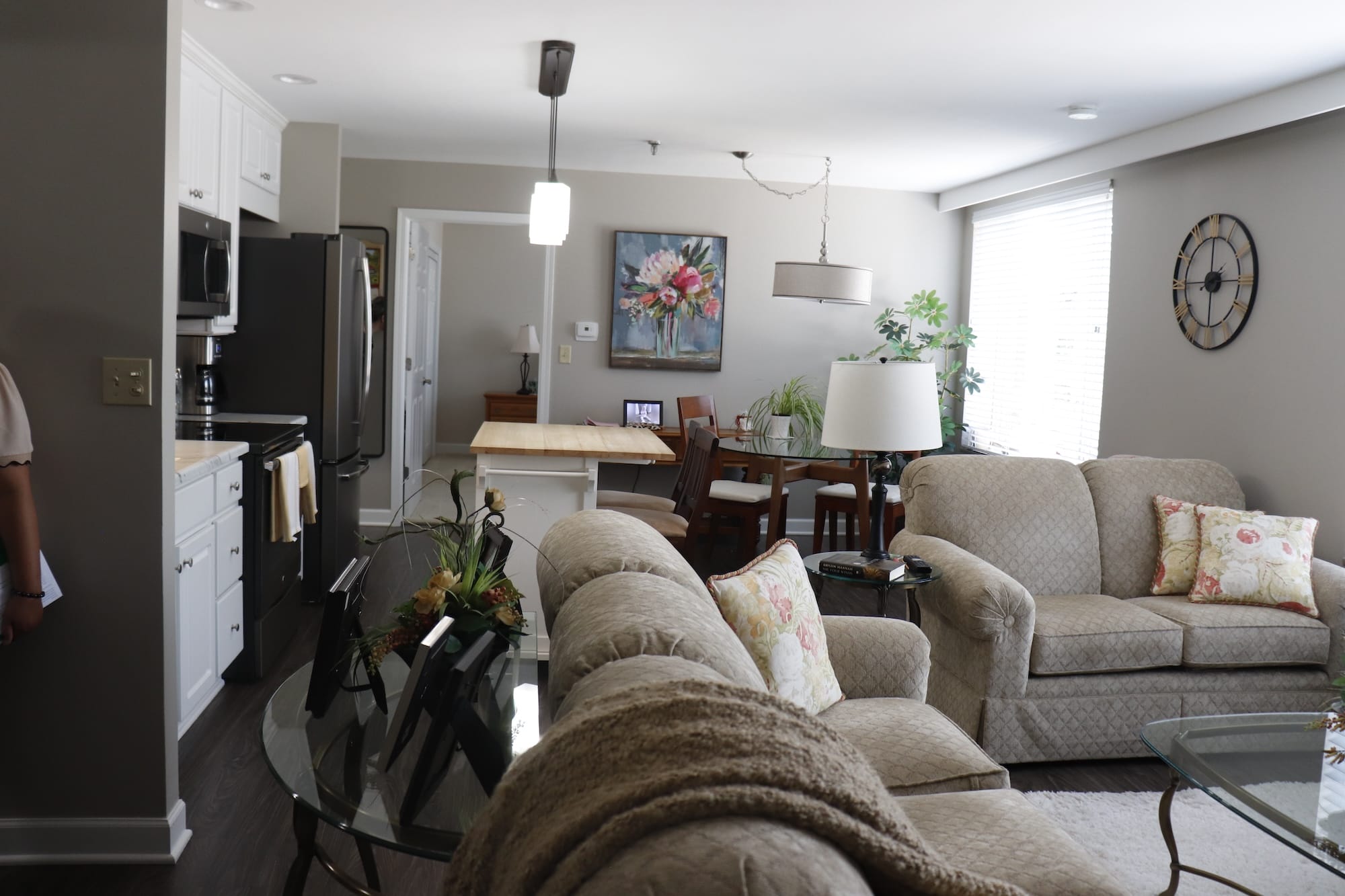 Personal Care apartment living room at Oak Crest in DeKalb, Illinois