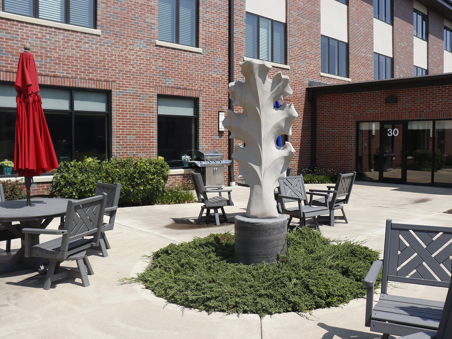 Cafe seating at Oak Crest in DeKalb, Illinois