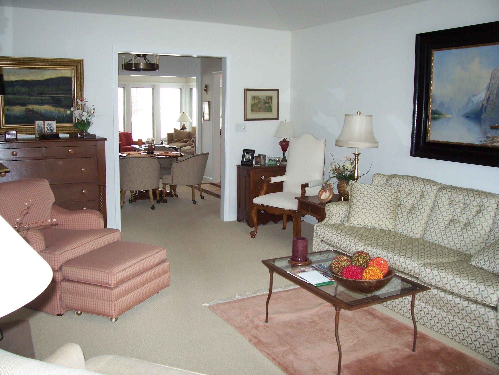 One of the living rooms of the independent duplexes at Oak Crest